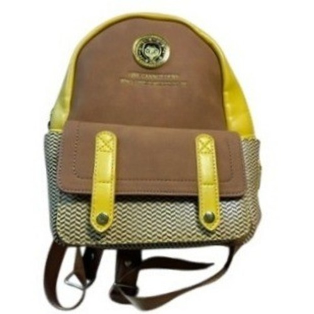 Loungefly Pixar Coco Miguel Mini Backpack Brown Yellow Herringbone‎ Quote Bag
